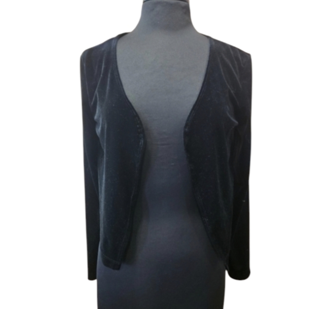 Whimsigoth 90s Bolero Vintage Black Velvet Blouse Medium Boho Chic Bohemian